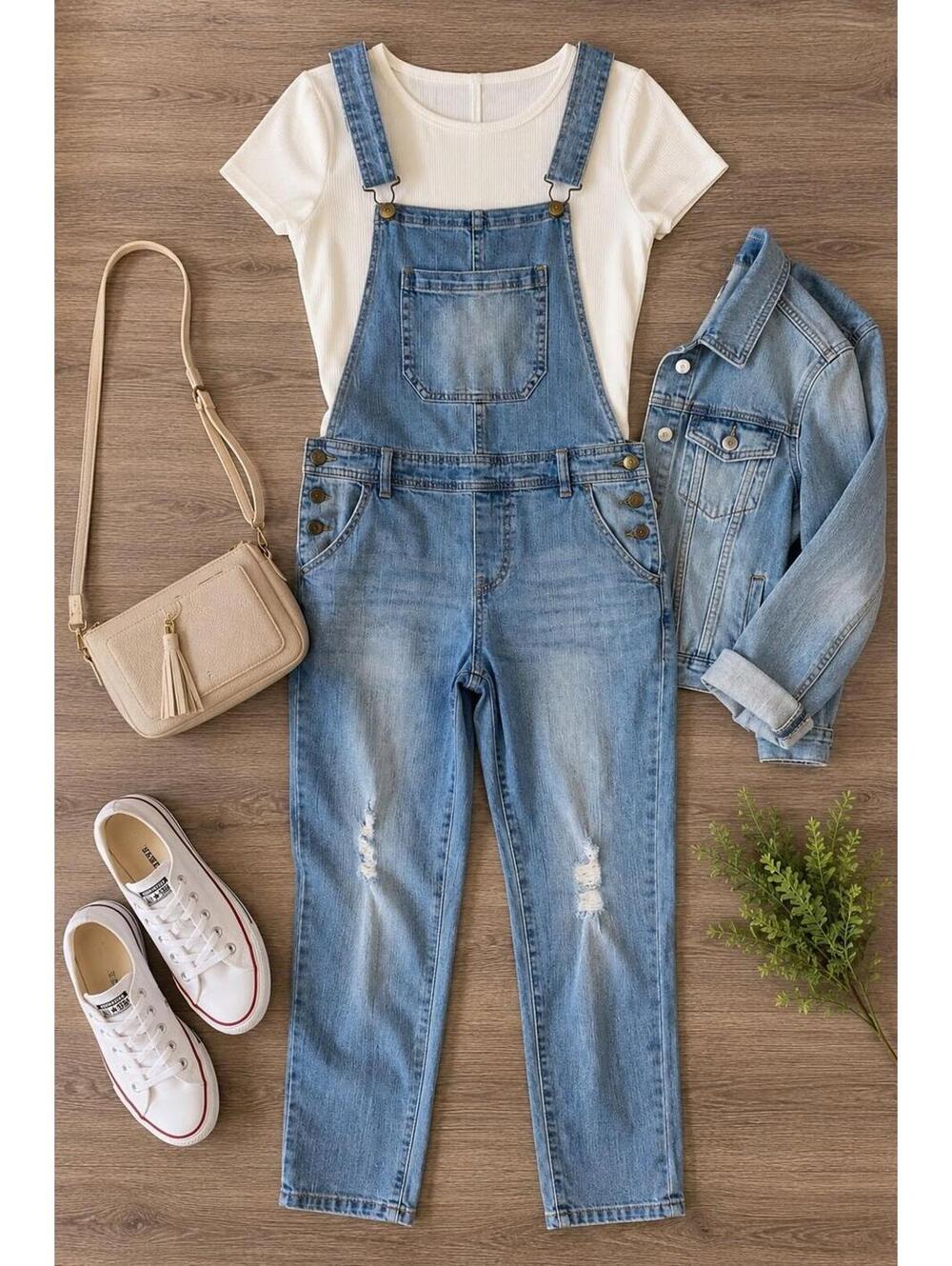 Vanilla Star Denim Overalls Size M Distressed Stretch Adjustable Straps